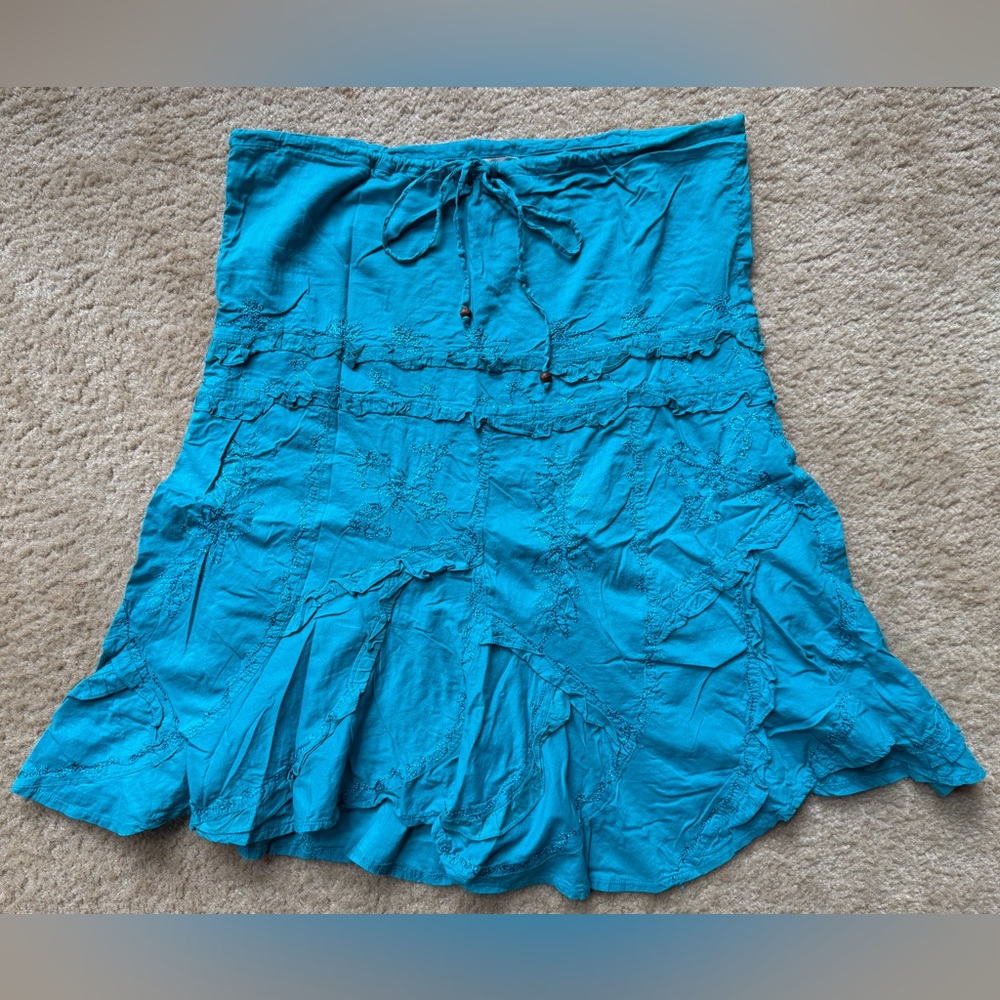 Vintage Candie's Embroidered Blue A-Line Y2K Skirt